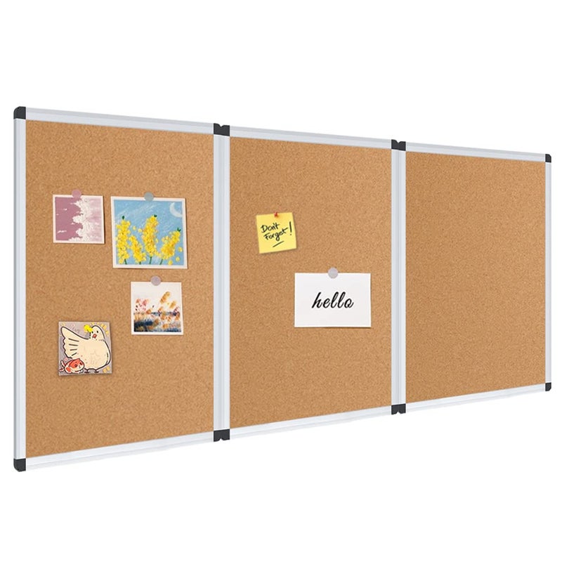 VIZ-PRO لوحة إعلانات من الفلين VIZ-PRO، 24 × 18 بوصة، 3 عبوات، إطار من الألمنيوم الفضي - Image 1